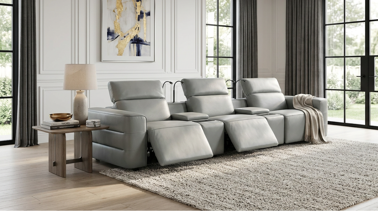 B&B Italiaライトグレー本皮革 クッション 2個セット MI-2515 Diamante (Grey)