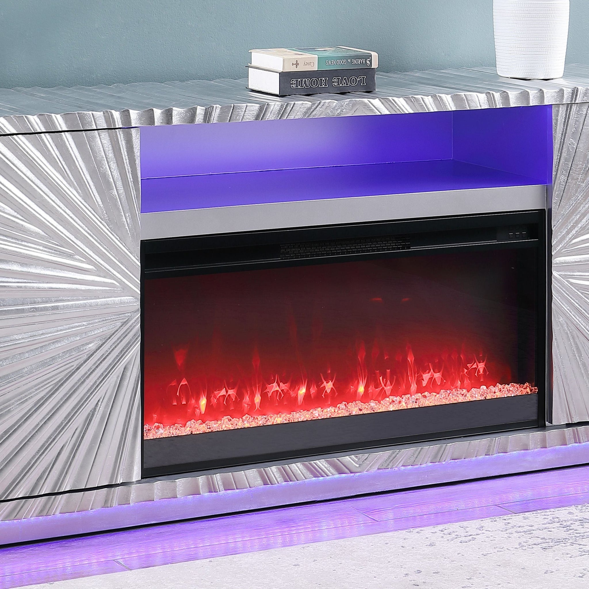 A-F06 Selene Silver Leaf Fireplace